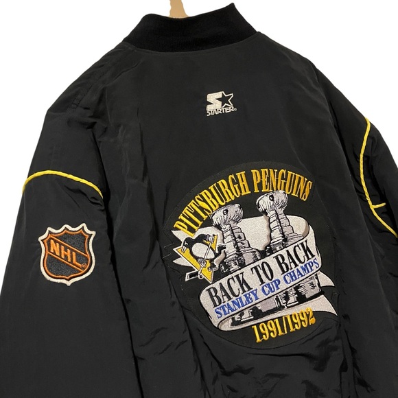 Vintage NHL Starter Pittsburgh Penguins Back to Back Stanley Cup Champs Jacket - Picture 4 of 14